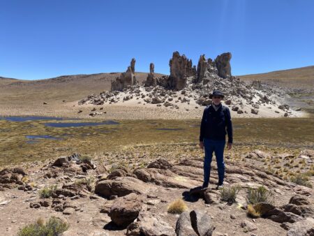 Wetland areas and Yardangs. Bolivian Altiplano