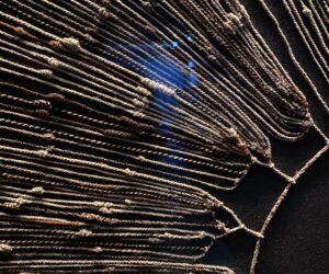 Detail from a Quipo in El Museo Chileno de Arte Precolombino. The quipo has 15024 data points